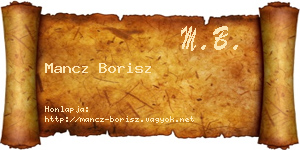 Mancz Borisz névjegykártya